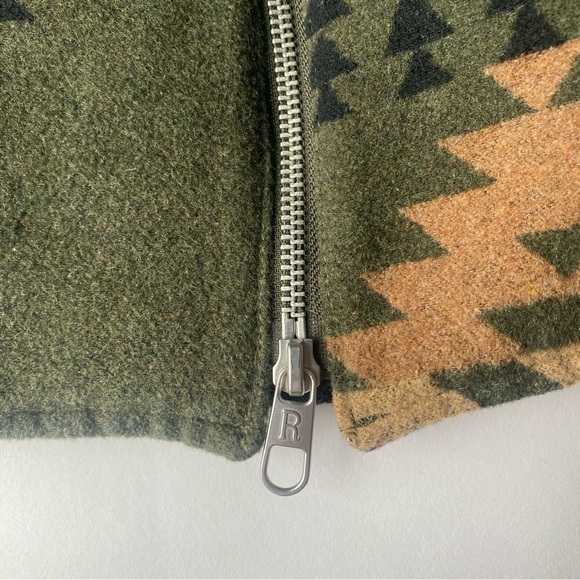 REVOLUTION Checked Navajo-Inspired Overshirt Zip Dark Green Size M - Picture 7 of 16